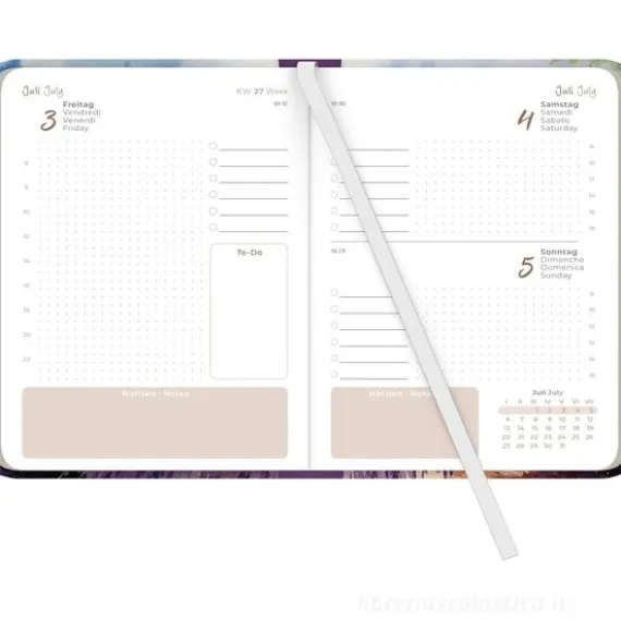 Agenda giornaliera 12 mesi 2026 Daily Journal Aquarelle cm 10,7x15,2