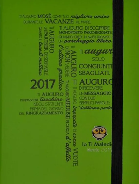 Agenda io ti maledico 12 mesi settimanale 2017 verde