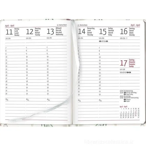 Agenda 12 mesi settimanale 2024 Ladytimer Roses cm 10,7x15,2
