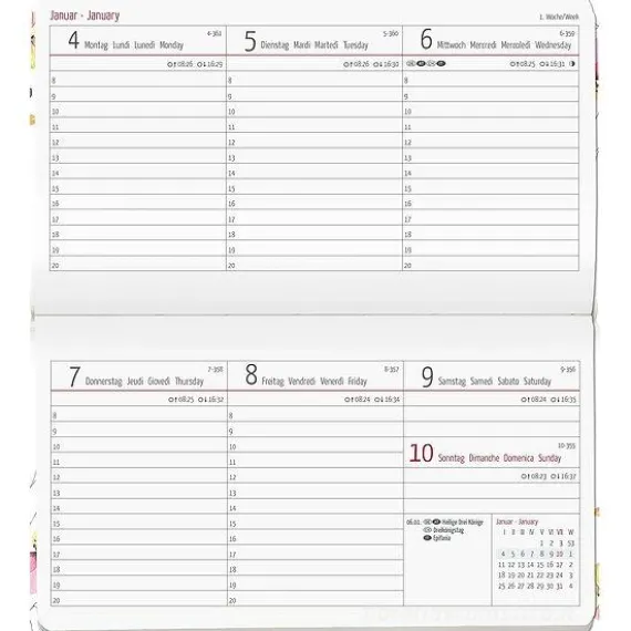 Agenda 12 mesi settimanale 2024 Ladytimer Pad Flower Field cm 15,6x9