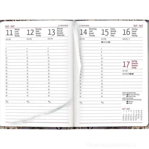 Agenda 12 mesi settimanale 2024 Ladytimer Paisley cm 10,7x15,2