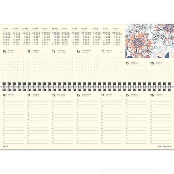 Agenda settimanale da scrivania 2024 GreenLine Floral cm 29,7x10,5