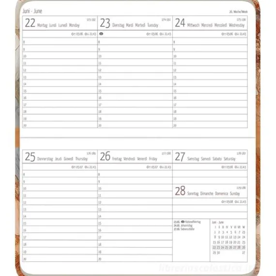 Agenda settimanale 12 mesi 2026 Ladytimer Pad Marble cm 15,6x9