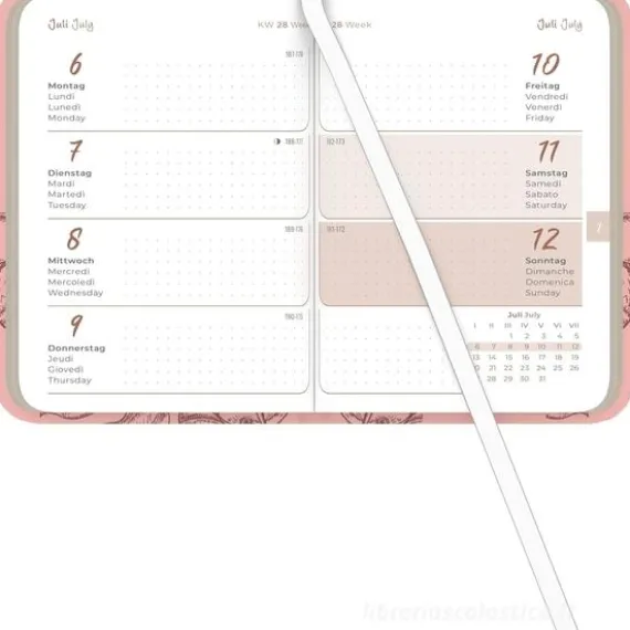 Agenda settimanale 12 mesi 2026 Lady Journal Mini Deluxe Salmon cm 8x11,5