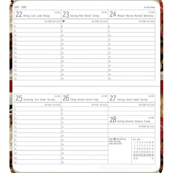 Agenda settimanale 12 mesi 2026 Ladytimer Pad Pattern cm 15,6x9