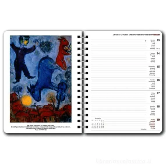 Agenda settimanale spiralata 2025 Marc Chagall Diary cm 16,5x21,6