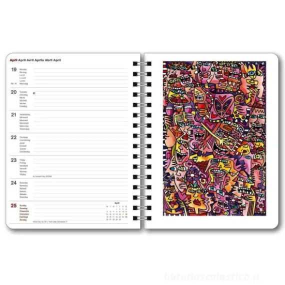 Agenda settimanale spiralata 2025 James Rizzi Diary cm 16,5x21,6