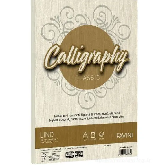 Album 50 fogli avorio ruvidi formato A4 120 gr Calligraphy Lino
