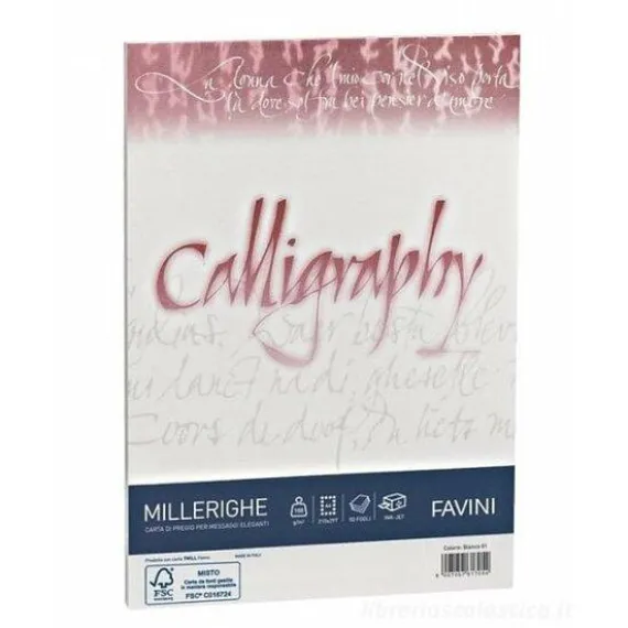 Album 50 fogli avorio ruvidi formato A4 100 gr Calligraphy Millerighe