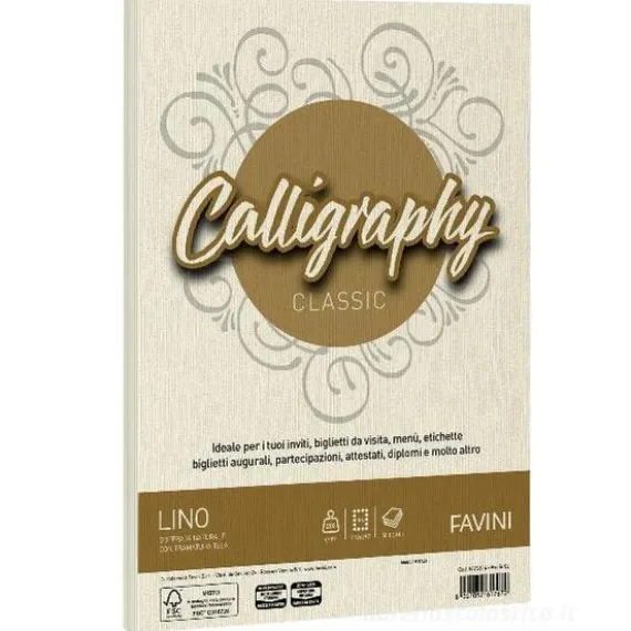 Album 50 fogli avorio ruvidi formato A4 200 gr Calligraphy Lino