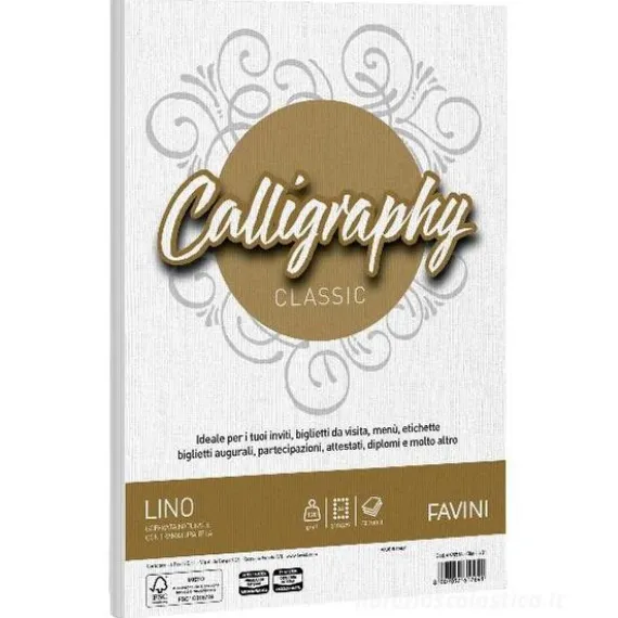 Album 50 fogli bianchi formato A4 120 gr Calligraphy Lino