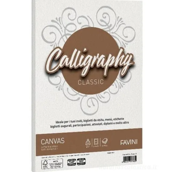 Album 50 fogli bianchi ruvidi formato A4 200 gr Calligraphy Canvas