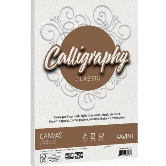 Album 50 fogli bianchi ruvidi formato A4 100 gr Calligraphy Canvas