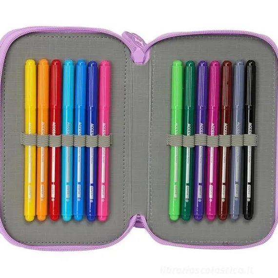 Astuccio Completo Organizzato 3 scomparti K-pop Demon Hunters Rosa