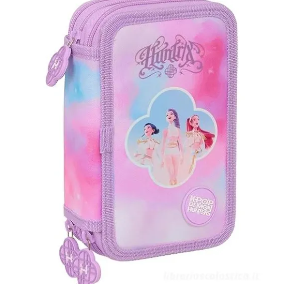 Astuccio Completo Organizzato 3 scomparti K-pop Demon Hunters Rosa