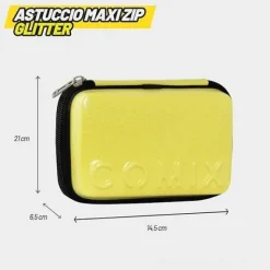 Astuccio corredo Maxi Zip Comix Glitter Giallo