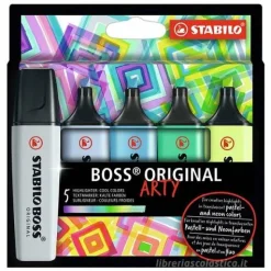 Astuccio 5 evidenziatori Stabilo Boss Original Arty colori freddi