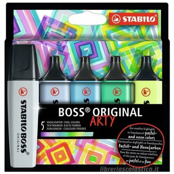 Astuccio 5 evidenziatori Stabilo Boss Original Arty colori freddi
