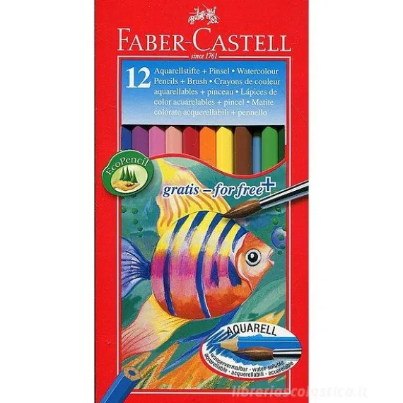 Astuccio 12 matite colorate acquerellabili con pennello