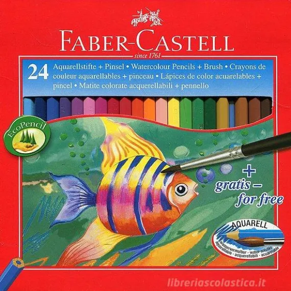 Astuccio 24 matite colorate acquerellabili con pennello