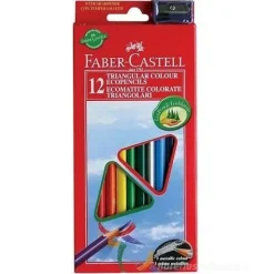 Astuccio 12 matite colorate a sezione triangolare Eco con temperino e mina extra resistente