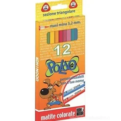 Astuccio 12 matite colorate a sezione triangolare Poldo