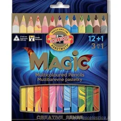 Astuccio 12 matitoni multicolore Magic triangolari