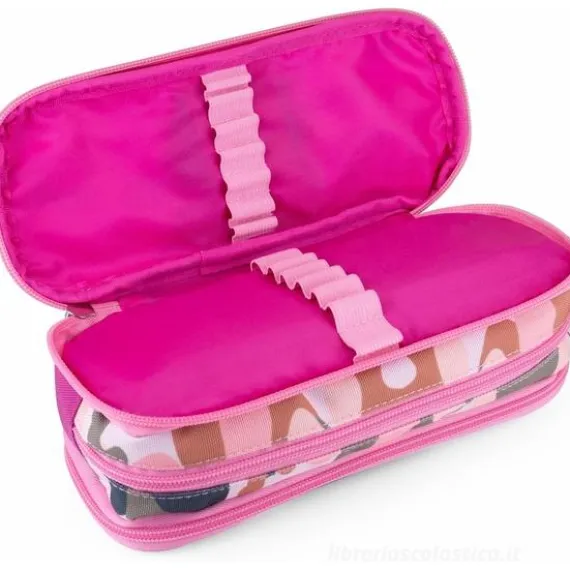 Astuccio Ovale triplo Hello Kitty 3 Scomparti Camouflage rosa