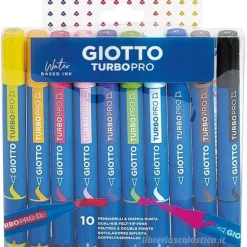 Astuccio 10 pennarelli a doppia punta Giotto Turbo Pro