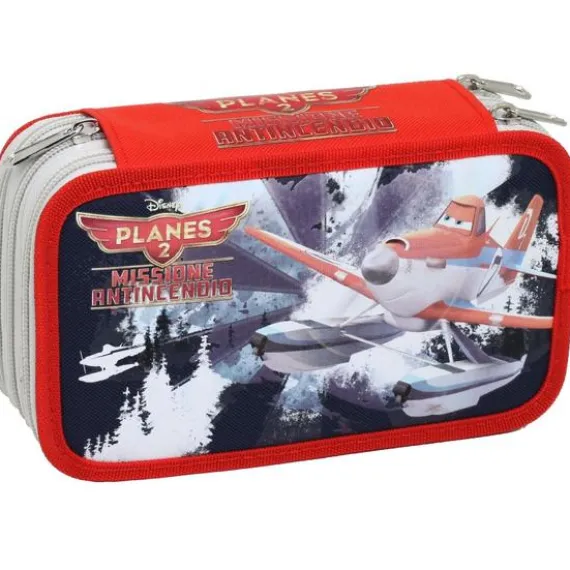 Astuccio triplo scomparto Planes 2 Disney completo con 43 pezzi