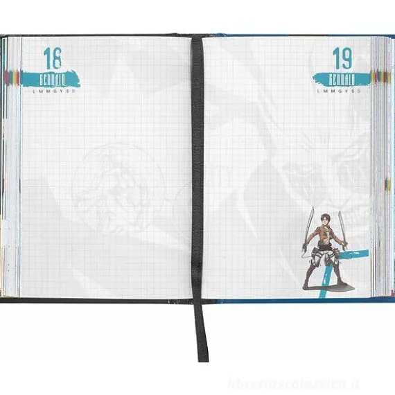 Attack On Titan. Diario 12 mesi non datato. Nero e blu
