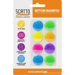Blister 8 pezzi bottoni magnetici Fluo Scatto 2cm
