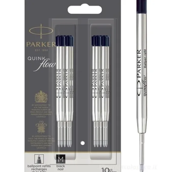 Blister 10 refill penna a sfera QuirkFlow nero
