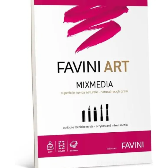 Blocco collato da disegno 20 fogli formato A4 Art Mixmedia 250 gr