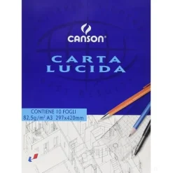 Blocco 10 fogli carta da lucido formato A3 cm 29,7x42