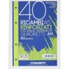 Blocco 40 fogli ricambio rinforzati per copertine ad anelli A5 quadri 4 mm
