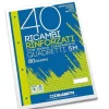 Blocco 40 fogli ricambio rinforzati per copertine ad anelli A5 quadri 5 mm