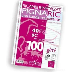 Blocco 40 fogli ricambio rinforzati A4 PignaRic a righe