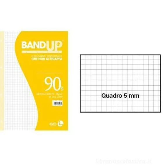 Blocco 40 fogli ricambio rinforzati A4 Maxi Band-Up a quadretti 5M 5 mm