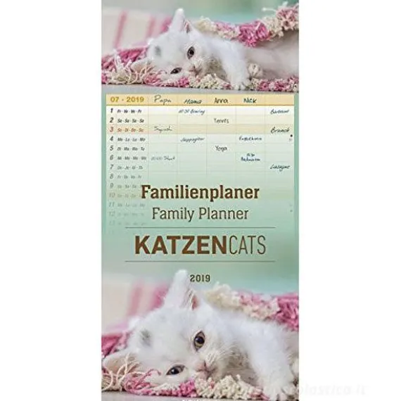 Calendario 2019 Family Planner Cats 21x45 cm