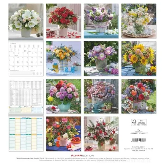 Calendario 2026 Lovely Flowers cm 30x30