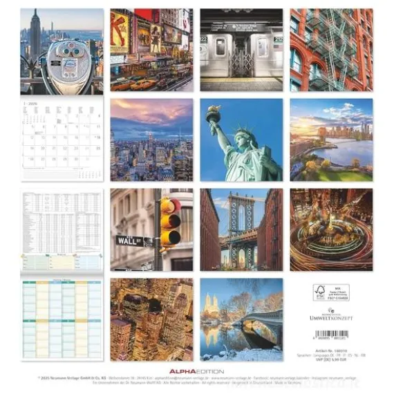 Calendario 2026 New York cm 30x30