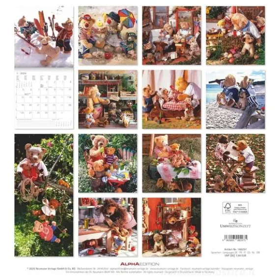 Calendario 2026 Teddy cm 30x30