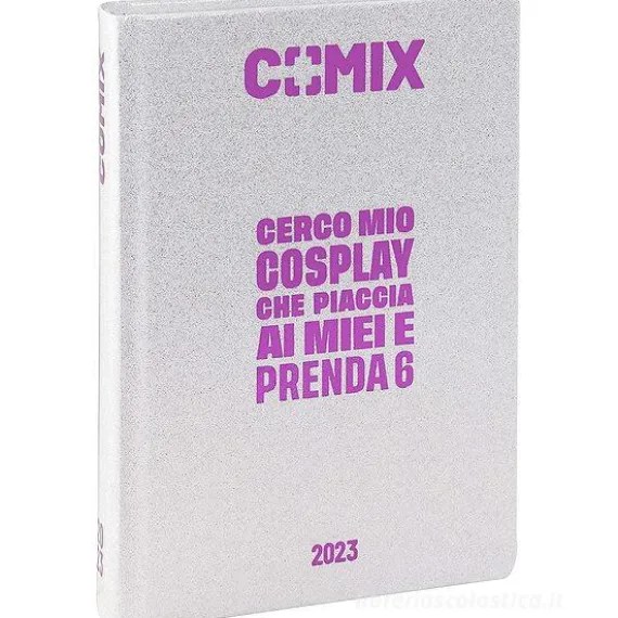 Comix 2022-2023. Agenda 16 mesi standard. Bianco e fucsia glitter