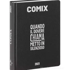 Comix 2020-2021. Diario agenda 16 mesi mini. Nero e argento