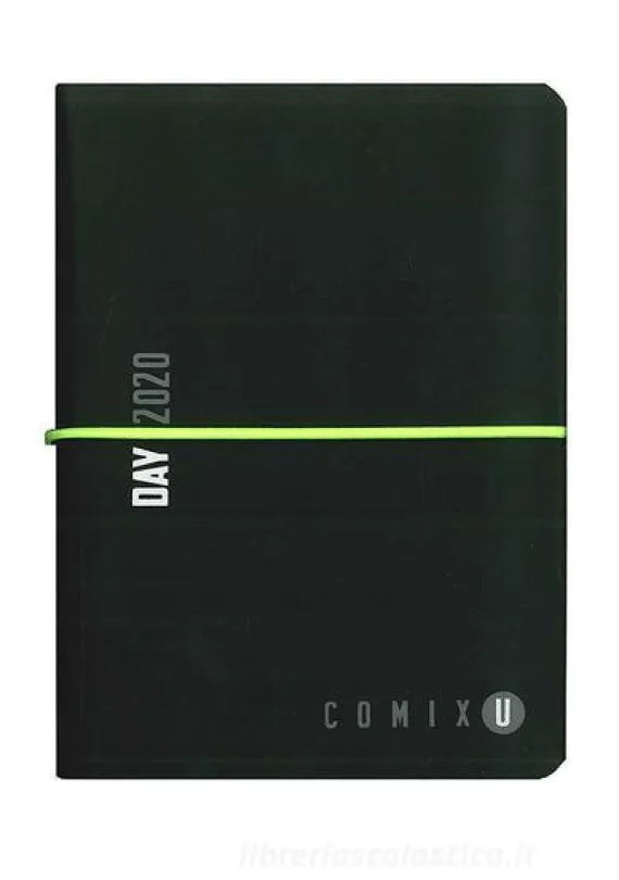Comix U Day 2020. Agenda 12 mesi mini. Nero elastico giallo