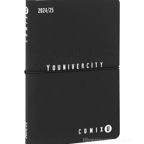 Comix U Younivercity Medium Agenda 2024-2025 settimanale 13 mesi. Nero e bianco