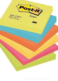 Confezione 6 blocchetti colorati notes adesivi Post-It mm 76x76