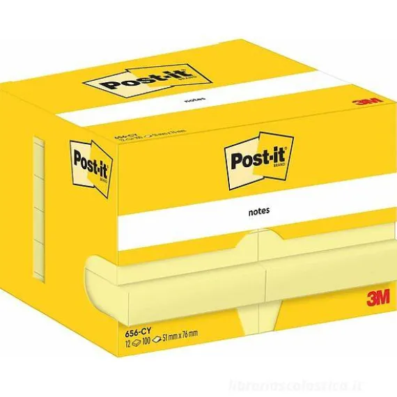 Confezione 12 blocchetti notes adesivi Post-It da 100 fogli 76x51 mm giallo