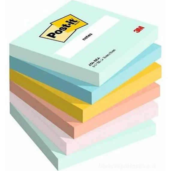 Confezione 6 blocchetti notes adesivi colorati Post-It Beachside mm 76x76